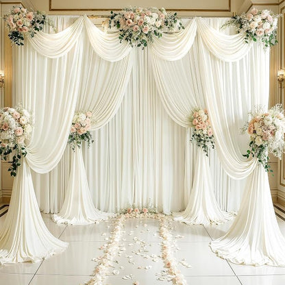8 Panels Ivory Backdrop Curtains - Image 2