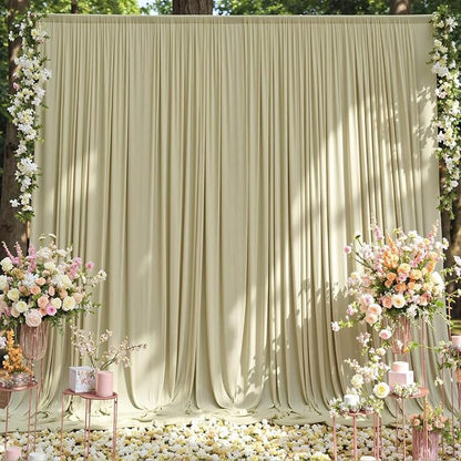 40 ft x 10 ft Wrinkle Free Light Green Backdrop Curtain - Image 2