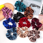 Scrunchies for Women & Girls, 12 Pcs Black Velvet Scrunchies - Soft Classic Elastic Hair Bands for a Secure Ponytail