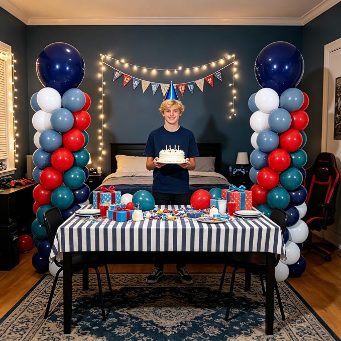 Blue Red White Balloon Column Stand Kit of 2 - Image 7