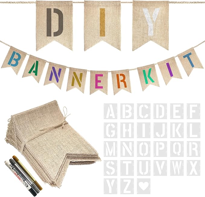 15 PCS Burlap Banner DIY Kit by Unknown