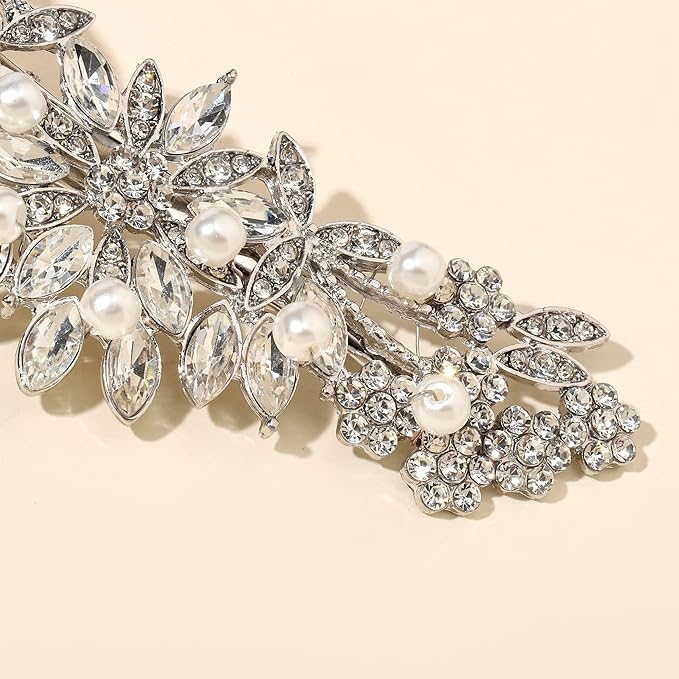 Crystal Rhinestone Pearl Hair Clip Comb Silver Wedding Hair Acessory Bridal Hair Pins Bride Headpiece
