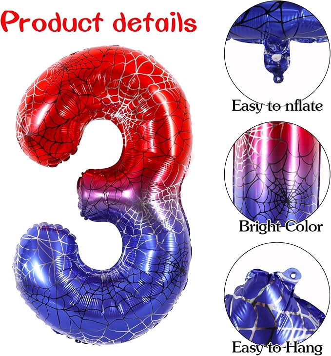 40 Inch Red Blue Number 3 Balloon - Image 3