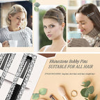 Rhinestone and Crystal Hair Clips 2-Pack, Sparkly Barrettes & Elegant Bling Accessories for Women & Girls(set 3)