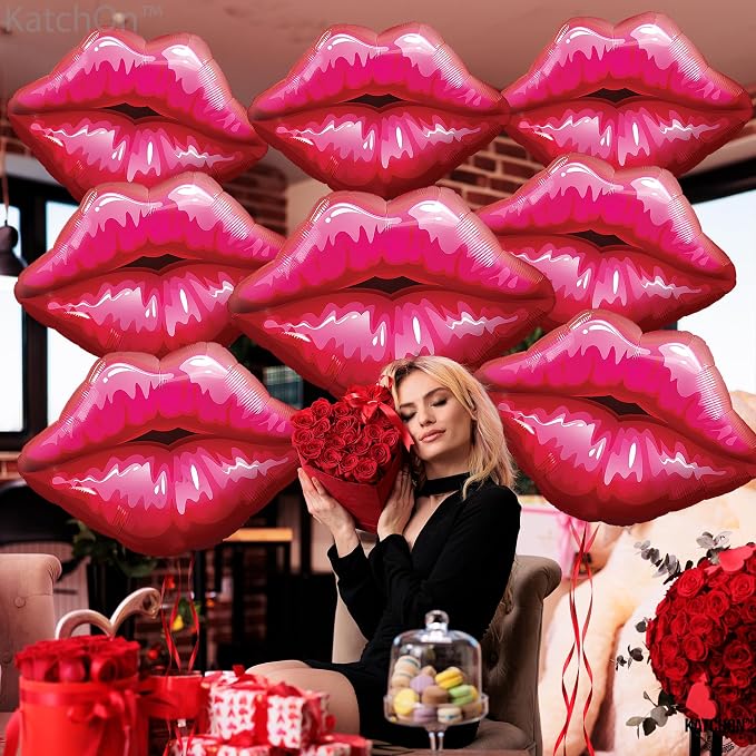 KatchOn Red Lip Balloons 30 Inch - Image 9