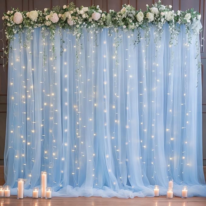 10x10ft Baby Blue Tulle Backdrop Curtain by Partisky