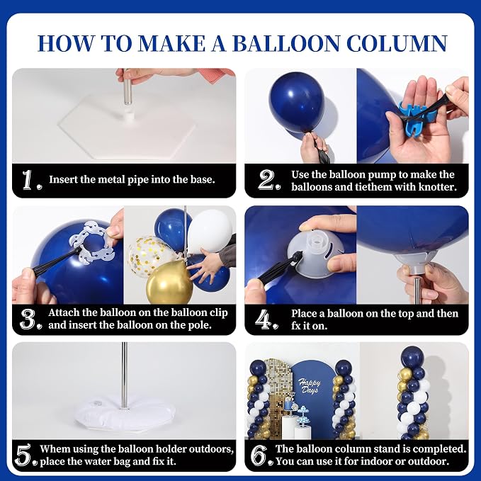 Navy Blue and Gold Balloon Column Stand Kit Set of 2 - Image 6