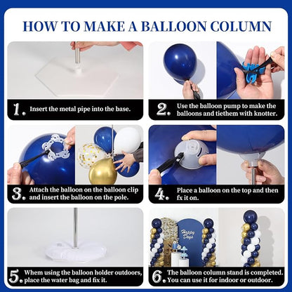 Navy Blue and Gold Balloon Column Stand Kit Set of 2 - Image 6