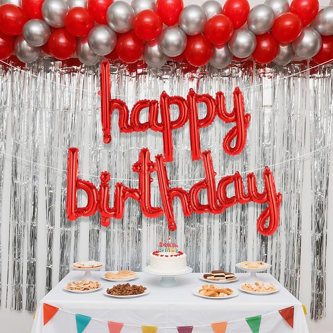 Happy Birthday Balloons Banner Foil Letters Balloons Connected, Personalized - Image 2