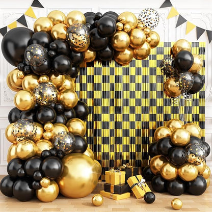 Black and Gold Balloon Arch Garland Kit Birthday Party Decorations | Black Gold by Payolorn