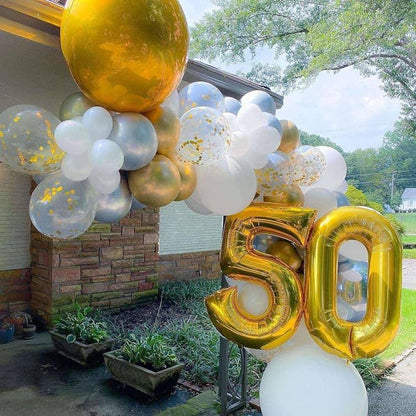 Gold 50 Number Balloons, 40 Inch Giant Number 50 Balloons Foil Mylar Helium - Image 5