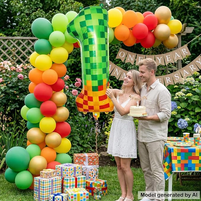 40 Inch Pixelated Number 1 Foil Balloon - Image 7