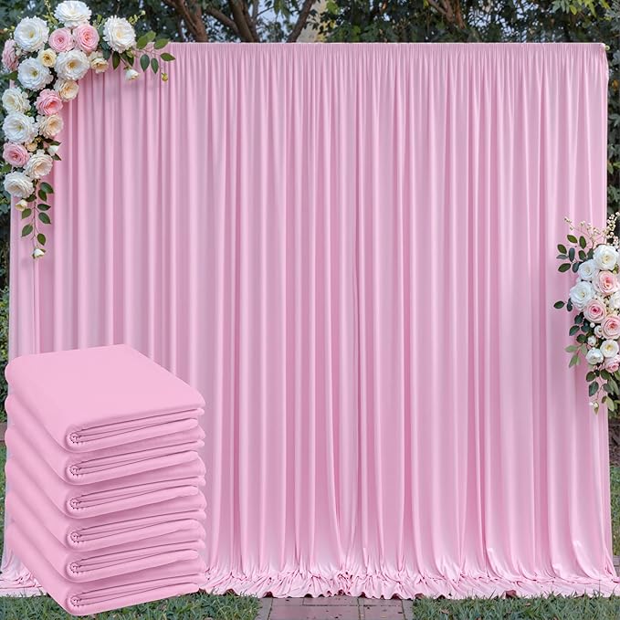 30 ft x 10 ft Wrinkle Free Baby Pink Backdrop Curtain by Outpain