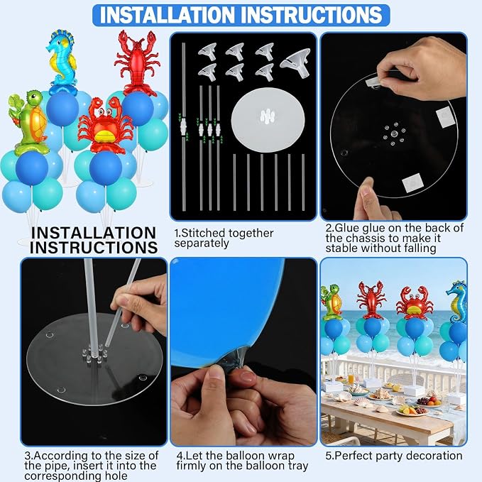 4 Sets Ocean Animal Theme Party Balloons Stand Kit - Image 3