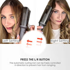 Automatic Rotating Curling Iron, Hair Curler with 3 Temps Fast Heating, 2-Way Rotating 1 Inch Curling Wand, Ceramic Coating, Ionic, Anti-Scald, Anti-Tangle, Dual Voltage Auto Shut-Off (Gray)