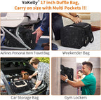 17 inch Small Duffle Bag - Carry On Weekender Bag for Travel Gym Sport - Black Marble