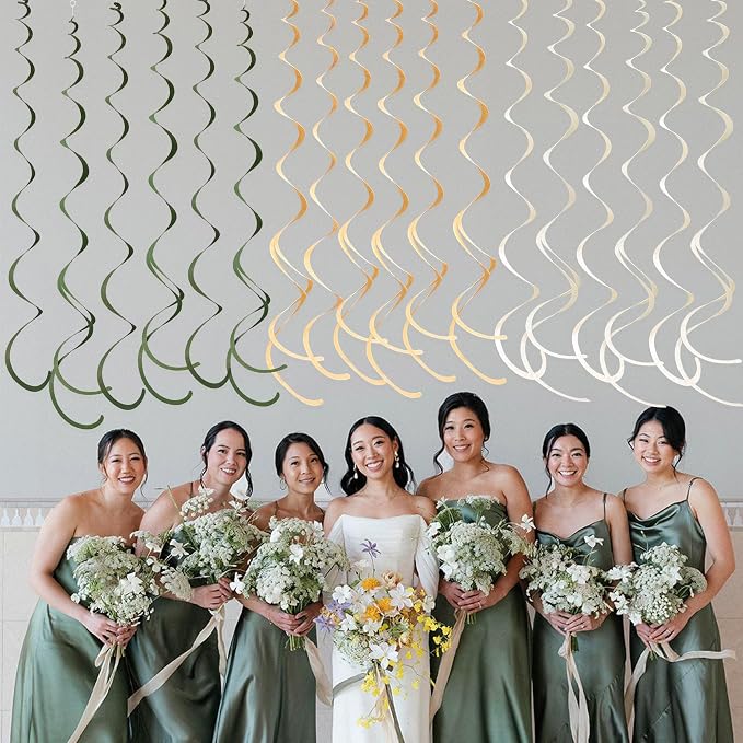 36Pcs Sage Green Hanging Swirl Decoration Olive Green Tan Brown Cream Neutral - Image 6