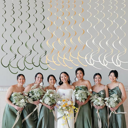 36Pcs Sage Green Hanging Swirl Decoration Olive Green Tan Brown Cream Neutral - Image 6