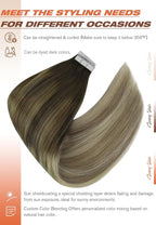 Sunny Hair Tape in Hair Extensions Human Hair Brown Balayage Blonde Tape in Extensions 20 Inch Real Hair Extensions Tape in 20Pcs 50g