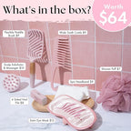 Detangling Brush for Women with Flexible Bristles and Mom Birthday Gift Set - 7-Piece Luxury Spa Gift Kit with Brush & Eye Mask