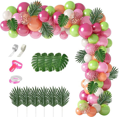 117Pcs Tropical Balloons Arch Garland Kit Luau Party Decorations | Hot Pink by OUDDY