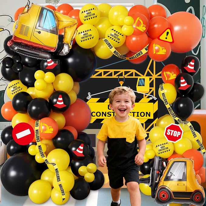 102pcs Construction Birthday Party Decorations Balloon Garland Arch Kit - Image 7