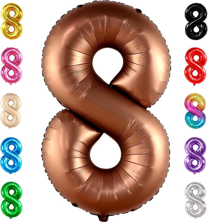 KatchOn, Coffee Brown 8 Balloon Number by KatchOn