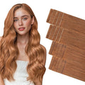GOO GOO Invisi Edge Tape in Hair Extensions Human Hair, 330 Cinnamon Terra Copper 10pcs injected with 10pcs classical tape ins, 18inch 50g, Virgin Remy Hair, Natural Look
