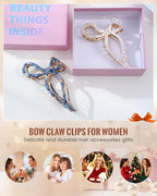 ACECHA 2 Pack Gold Metal Bow Hair Claw Clips for Women, 4.5" Colorful Non-slip Hairclips for Thick Thin Hair Claws Strong Hold Styling (Checkered)