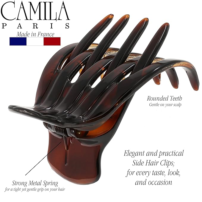 Camila Paris MP422 French Hair Clip for Women, Hair Side Clips, 2.5 Inch Girls Hair Claw Clips Jaw Fashion Durable Styling Hair Accessories for Women, Strong Hold No Slip Grip, Made in France
