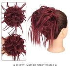 HMD Tousled Updo Messy Bun Hair Piece Hair Extension Ponytail With Elastic Rubber Band Updo Bun Synthetic Hairpieces for Women