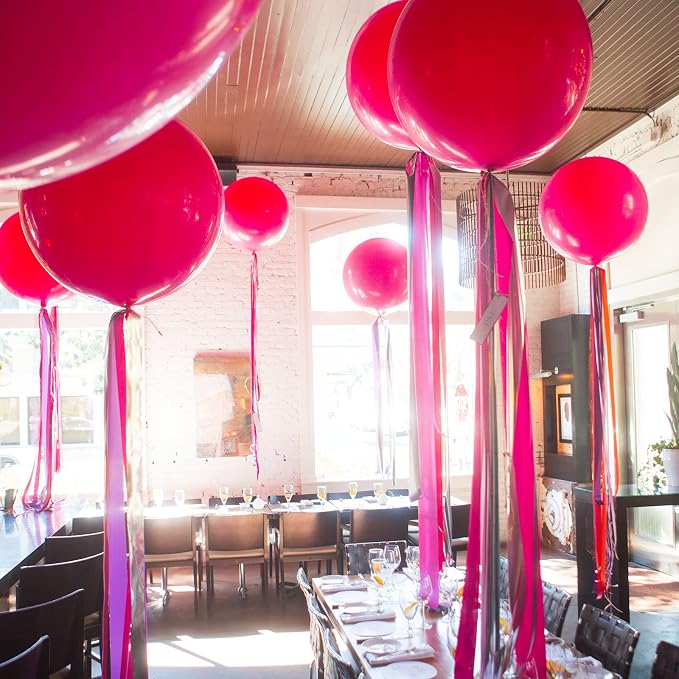 PartyWoo Hot Pink Balloons 4pcs Magenta Fuchsia Color 36 Inch | Balloons - Image 6