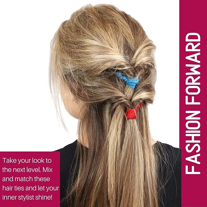 Kenz Laurenz Hair Ties Ponytail Holder Set No Crease Ribbon Bands - (Pack of 20) - Black
