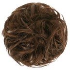 FESHFEN Human Messy Buns - 100% Human Hair Bun Real Scrunchies Hair Pieces Ponytail Extensions Wavy Tousled Updo Chignon Hairpieces for Women，Chocolate Light Brown