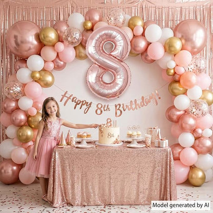Rose Gold Number 8 Balloon 40 Inch, Blush Foil - Image 2