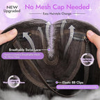 Wine Red with Purple Tones Synthetic Hair Toppers for Women with Thinning 3D 360° Cover Clip in Wispy Bangs Upgraded Adjustable Bandage 24 Inch Long Layered