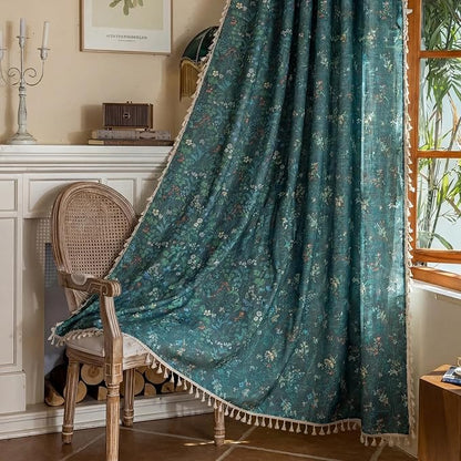 Floral Rod Pocket Semi Sheer Living Room 2 Panel Curtains 84 Inches Long | by ENJOYBRIDAL