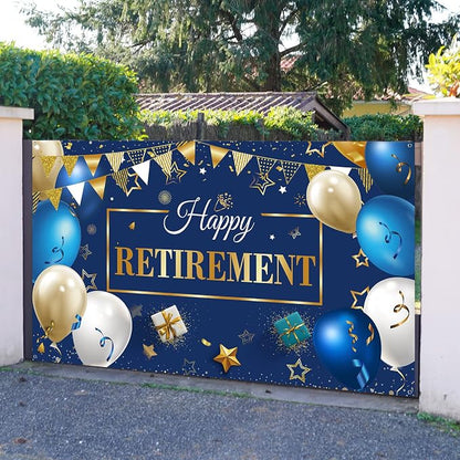 Blulu Retirement Party Decorations, Extra Large Fabric Retire Sign Banner Photo - Image 5
