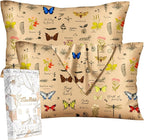 2 Pack Mulberry Silk Pillowcase for Hair and Skin - Standard Size 20 x 26 Inches with Hidden Zipper Plants Butterfly 19 Momme Soft Sleeping Silk Pillow Case for Women, Moms