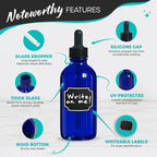Nevlers Blue Glass Dropper Bottle 4 Oz 48 Pack | Leakproof Tincture Bottles with Dropper, Shrink Wrap, Funnel, Brush, Marker, & Labels | For Use as Hair Oil Bottle & Liquid Medicine Travel Container