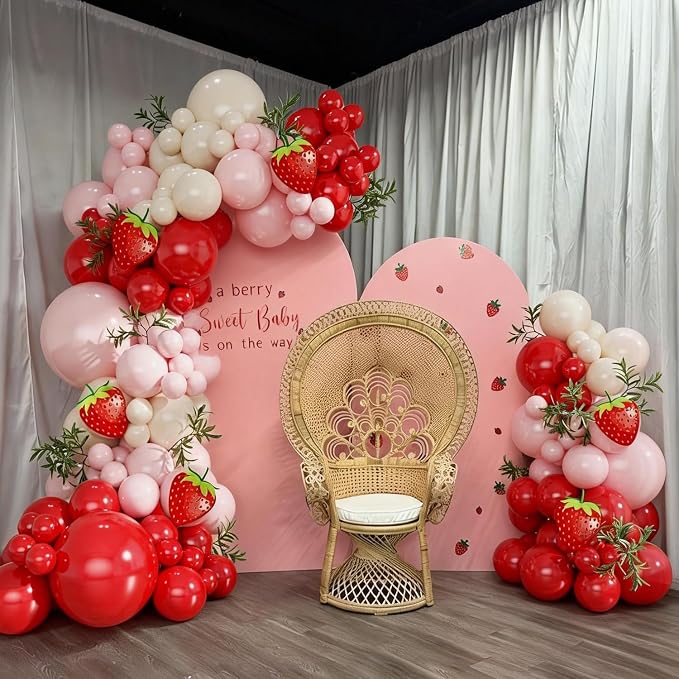 Strawberry Pink and Red Balloons Arch Kit - Image 7