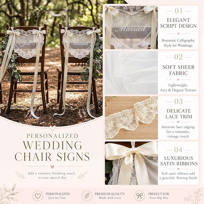 Just Married Wedding Chair Signs - Image 4