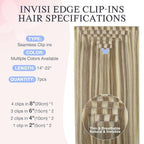 DOORES Invisi Edge Clip in Hair Extensions 22 inch 150g 7pcs, Virgin Invisible Seamless Clip in Extension Real Human Hair Injected Clipins Straight, P8/60 Light Brown Highlighted Medium Blonde