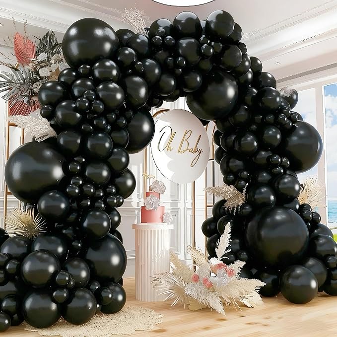 412pcs Black Balloons 18 12 10 5 Inch Black Balloon Garland Arch Kit Different by PAXILE