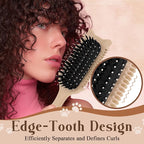 Curly Hair Brush, Curl Defining Brush for Effortless Curly Hair Care, Funny Cat Ear Type Curl Brush Suitable for Wet & Dry Hair,Women and Men,Reduces Frizz (Beige)