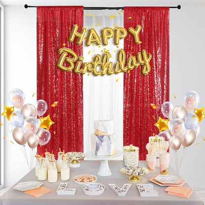 PartyDelight Red Sequin Backdrop Curtains 2x8ft 2 Panels | Sparkly 3mm sequins - Image 8