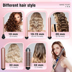 Bo'laiya 5 in 1 Curling Wand Set with Curling Brush and Temperature Display, 4 Interchangeable Ceramic Curling Wand(0.4'' - 1.3'') and Heat Protective Glove & 2 Clips -Rose Gold