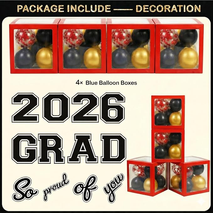 Black and Red Graduation Decorations Class of 2026 - Image 4