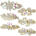 Geyoga 6 Pieces Vintage Hair Barrettes for Women Retro Flower French Pearl Crystal Rhinestones Clips Hair Pins for Women Styling Accessories(Novelty Style)