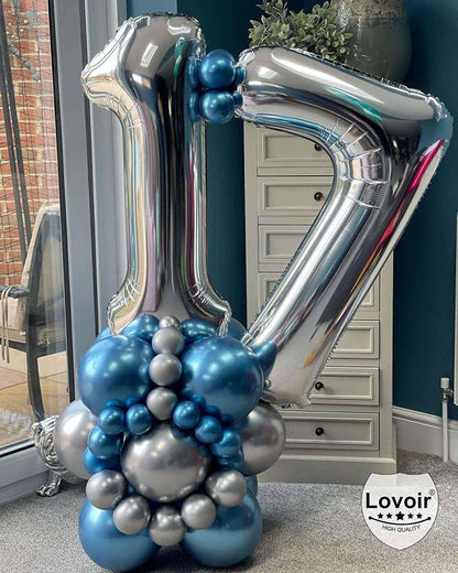 Silver 15 Number Balloons, 40 Inch Giant Number 15 Balloons Foil Mylar Helium - Image 6